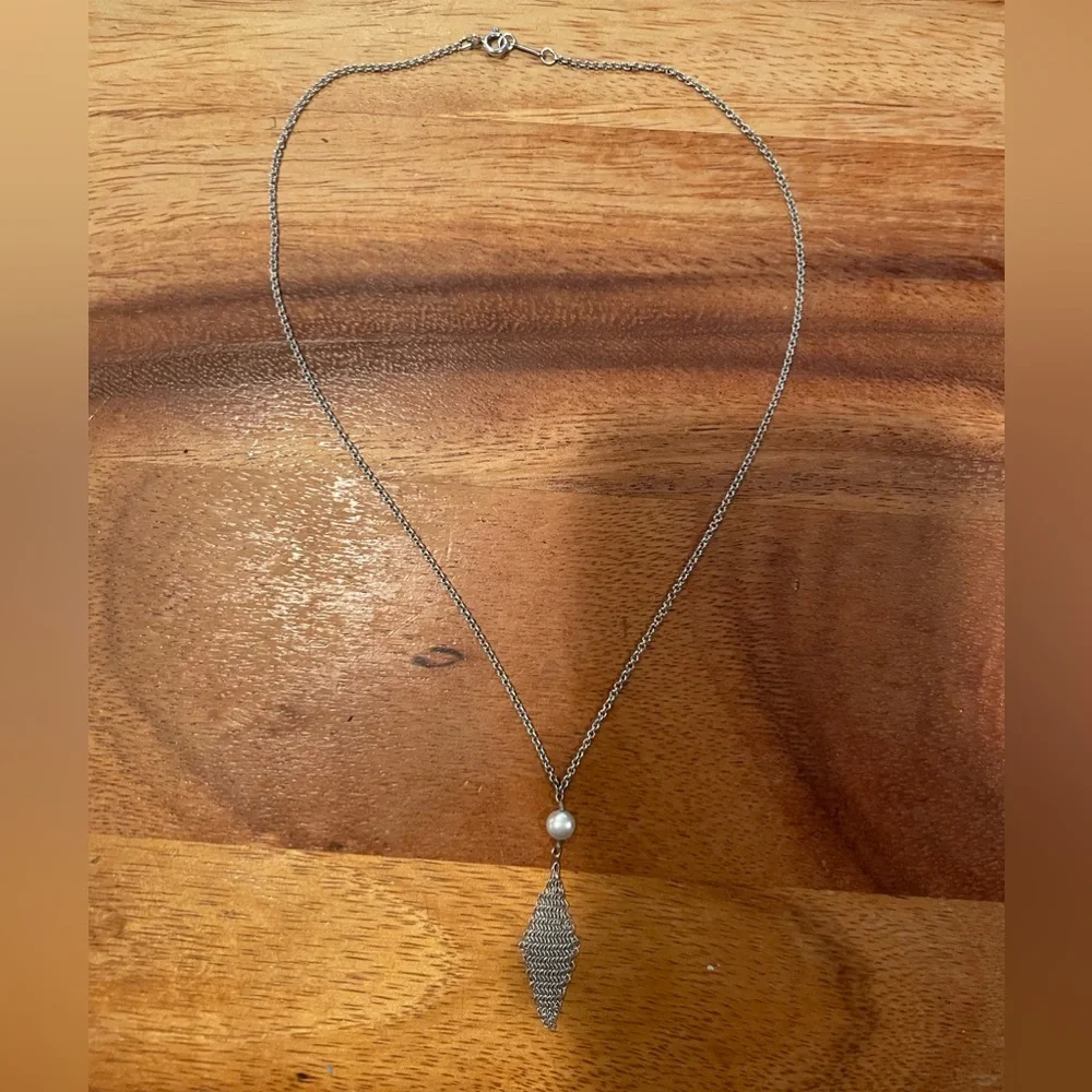 Tiffany & Co Elsa Peretti silver mesh necklace with pearl - Picture 2 of 2